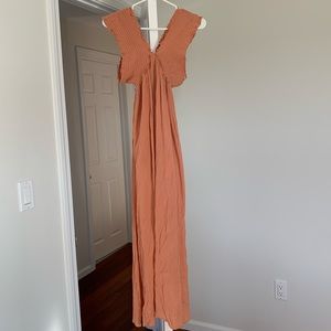 Peach off the shoulder maxi dress